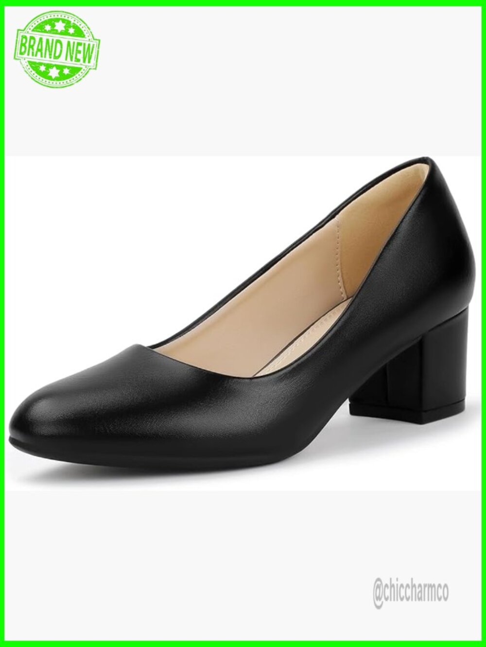 Classic Closed Round Toe Low Block Chunky Heels Pumps 2in Heel Wedding Work